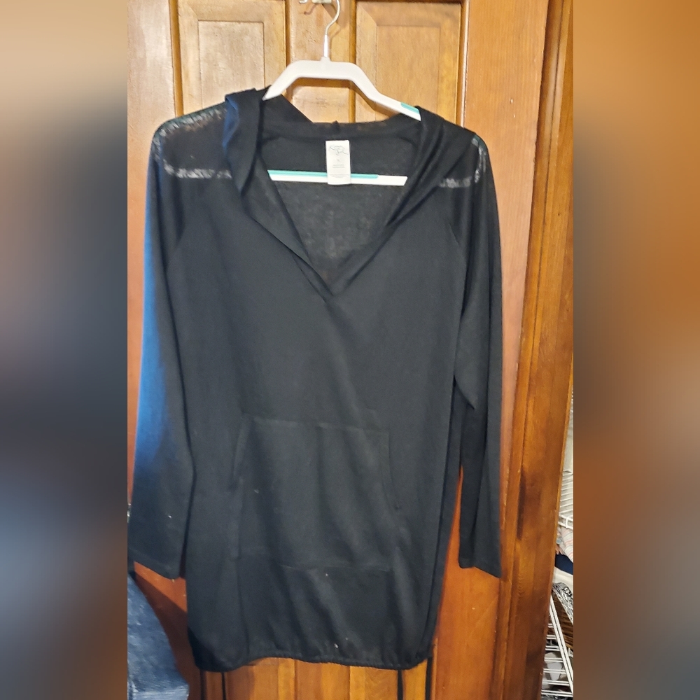Black Bathing suit cover up with hood size XL